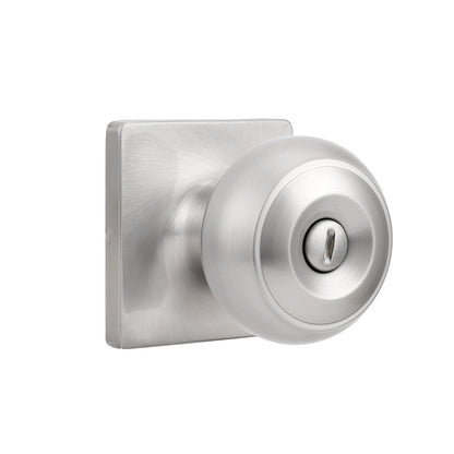 Flat Ball Knob with Square Rosette, Interior Privacy Door Knobs Stain Nickel DLS09SNBK - Probrico