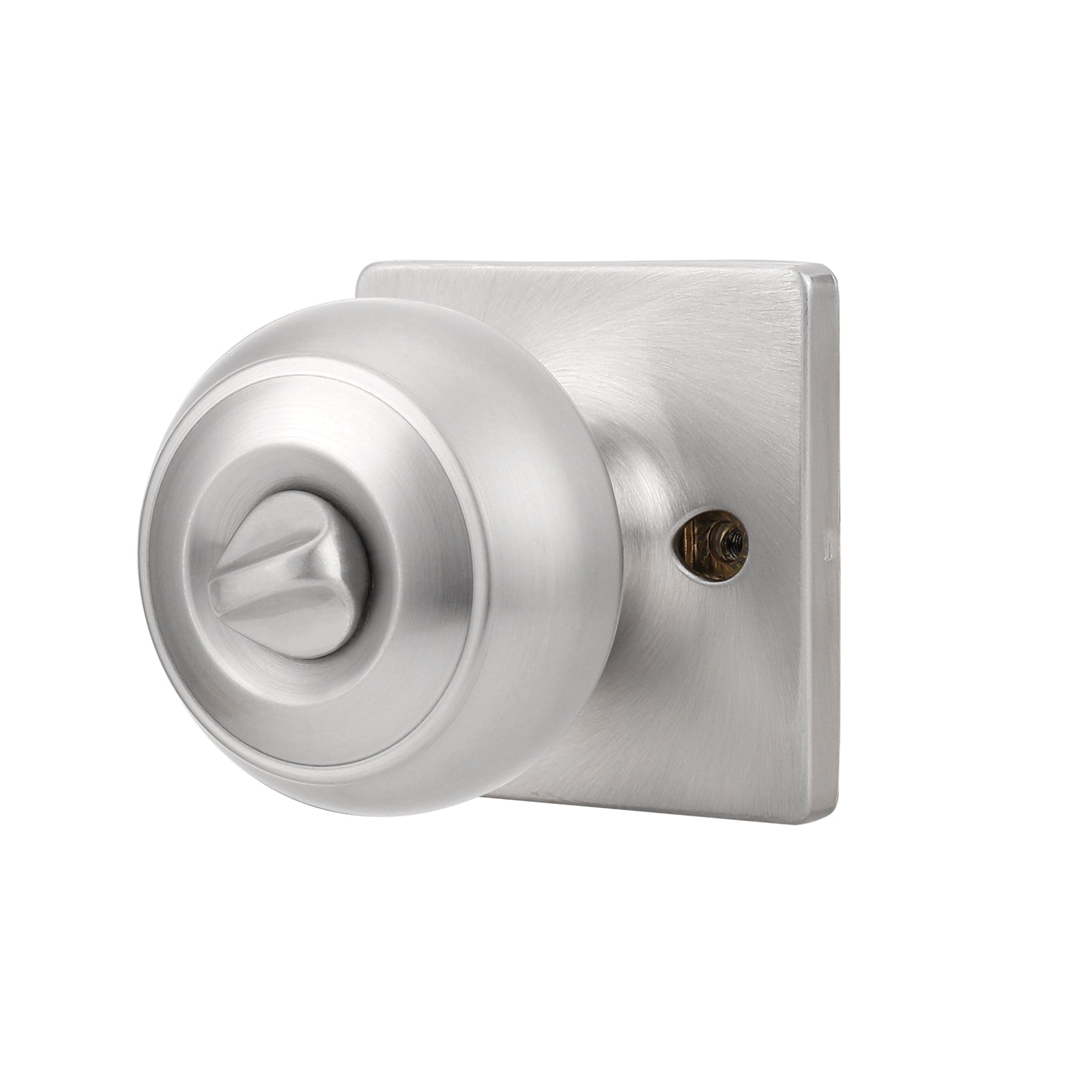Flat Ball Knob with Square Rosette, Interior Privacy Door Knobs Stain Nickel DLS09SNBK - Probrico
