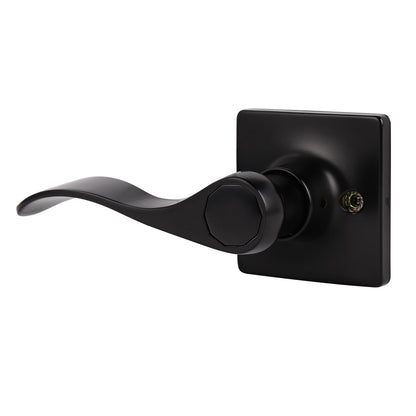 Wave Style Door Handles with Square Rosette, Entry Keyed/Privacy Lock/Passage/Dummy Lever Black Finish DLSQ061BK - Probrico
