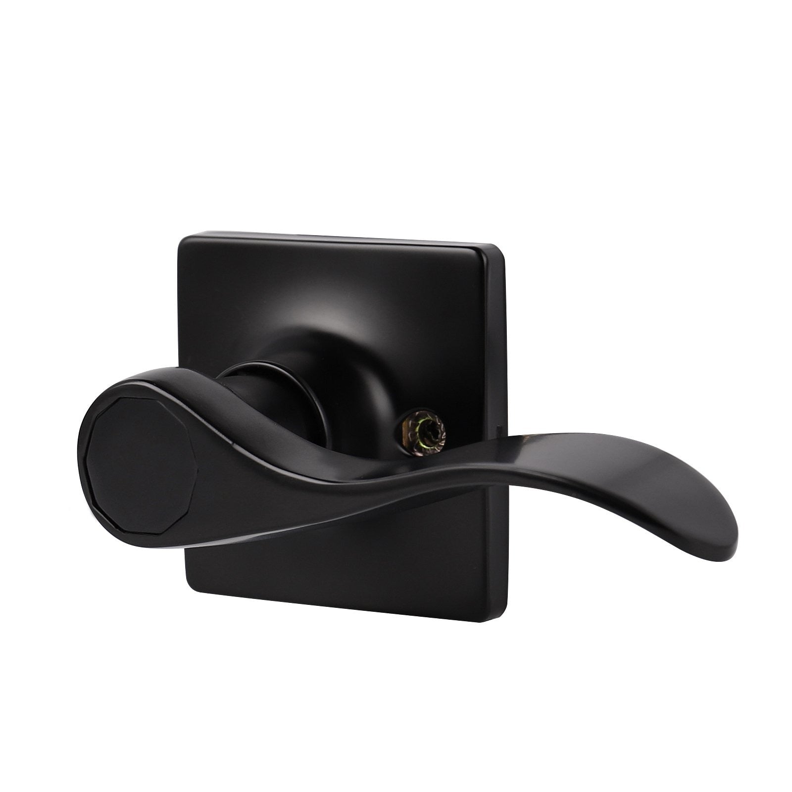 Wave Style Door Handles with Square Rosette, Entry Keyed/Privacy Lock/Passage/Dummy Lever Black Finish DLSQ061BK