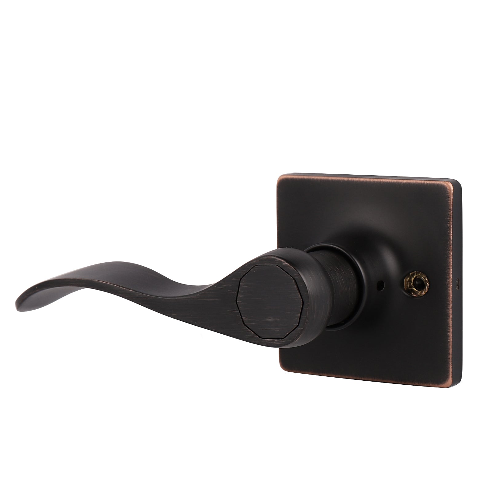 Wave Style Door Handles with Square Rosette, Entry Keyed/Privacy Lock/Passage/Dummy Lever Oil Rubbed Bronze Finish DLSQ061OB