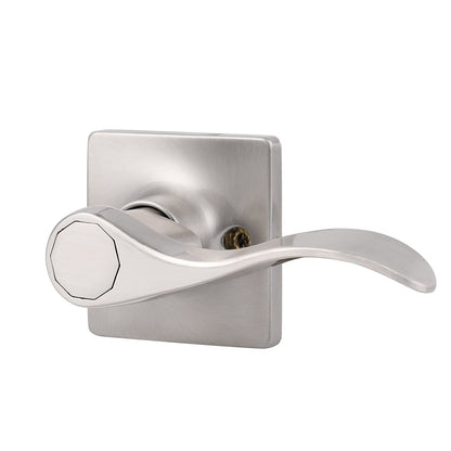 Wave Style Door Handles with Square Rosette, Entry Keyed/Privacy Lock/Passage/Dummy Lever Brushed Nickel Finish DLSQ061SN - Probrico