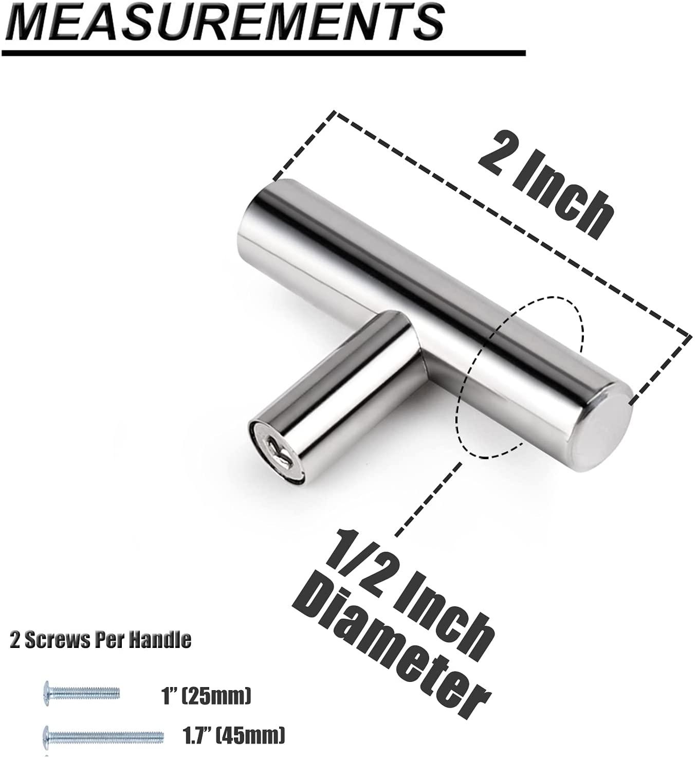 2"-10" T Bar Kitchen Cupboard Handle Pulls Polished Chrome Finish Cabinet Drawer Knobs