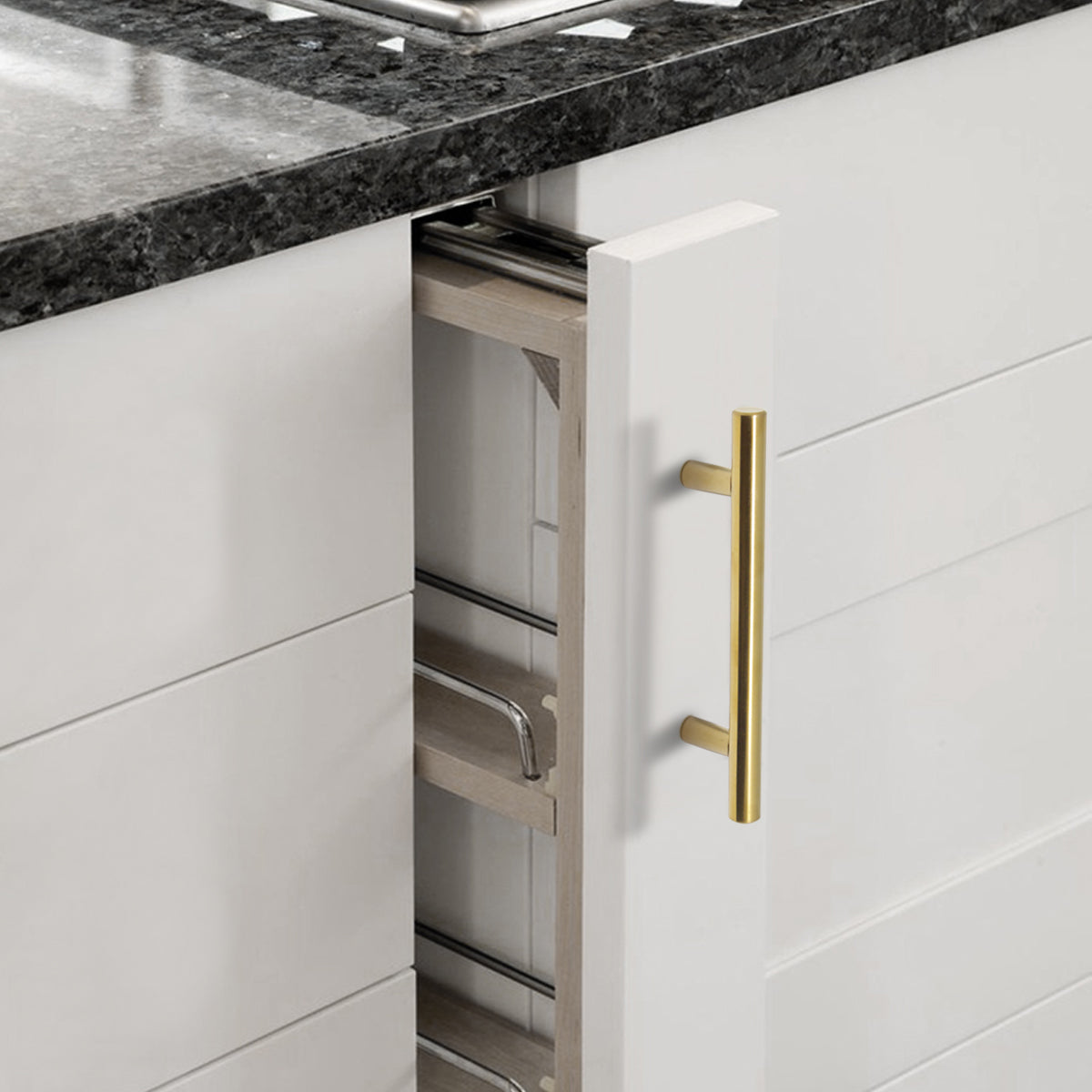 Probrico Euro T Bar Cabinet Handles Brushed Brass Finish Kitchen Hardware Drawer Pulls Knobs PD1123HGD 100packs - Probrico