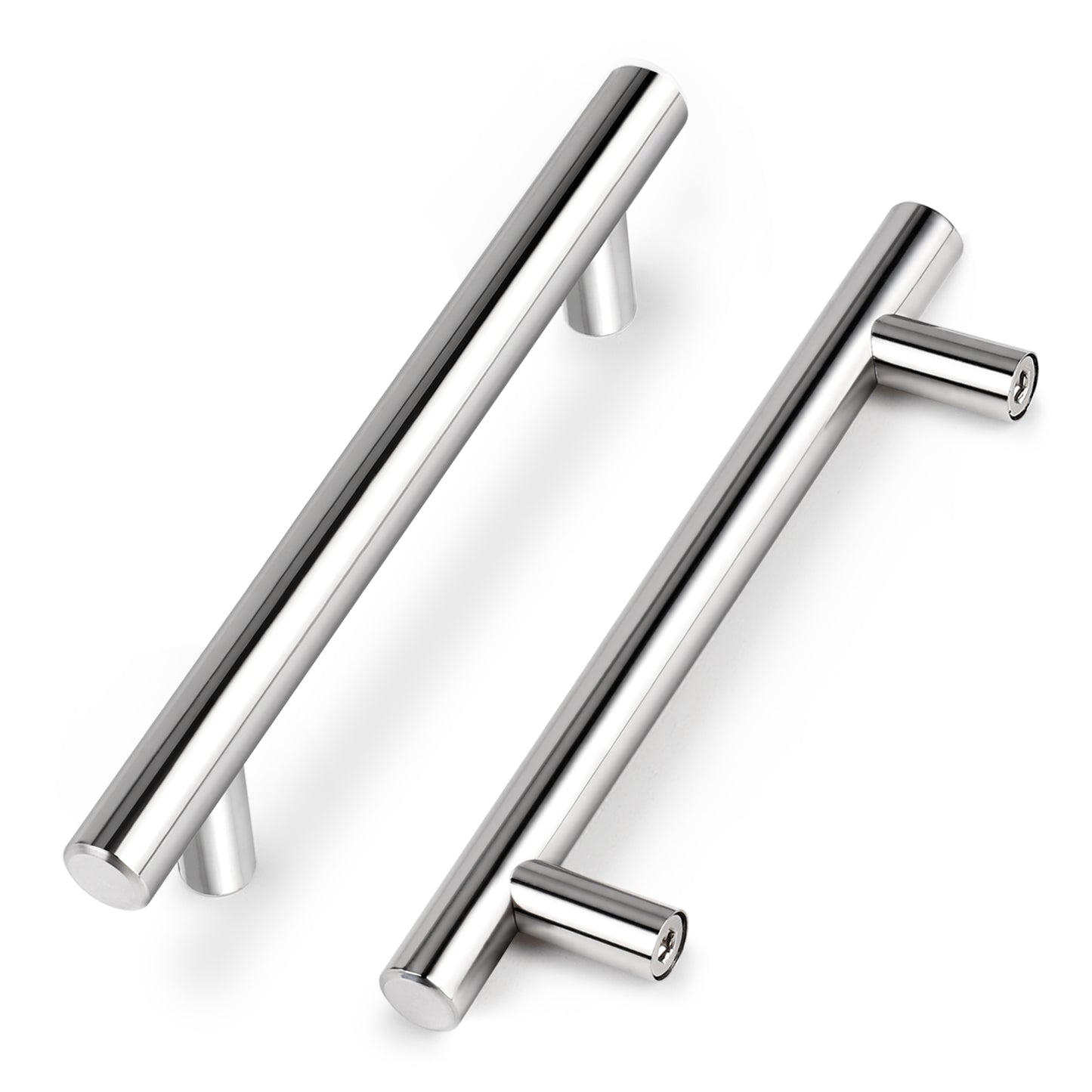 Polished Chrome Finish T Bar Kitchen Cupboard Handle 5'' Hole Centers PD201HPC128 - Probrico