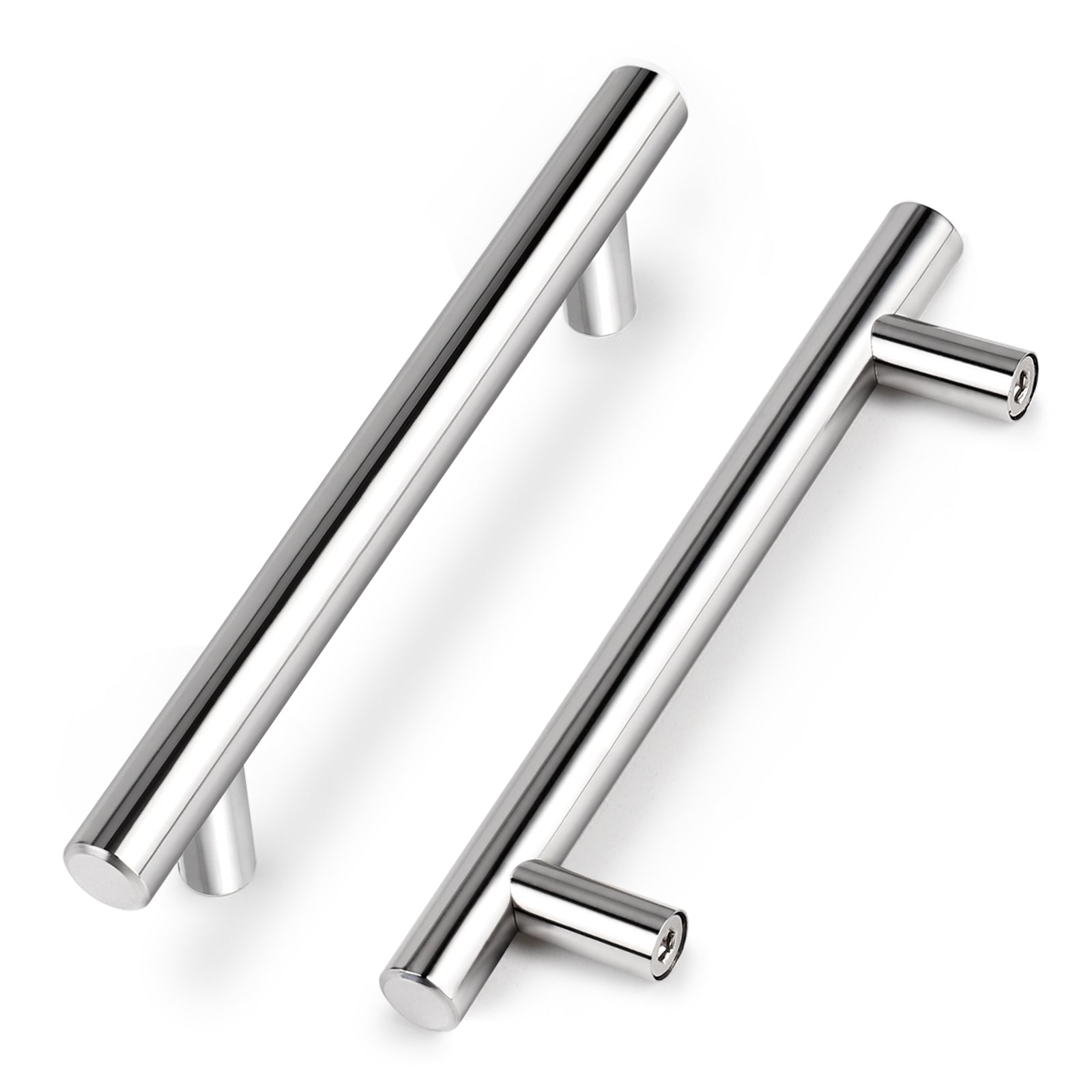 Polished Chrome Finish T Bar Kitchen Cupboard Handle 5'' Hole Centers PD201HPC128