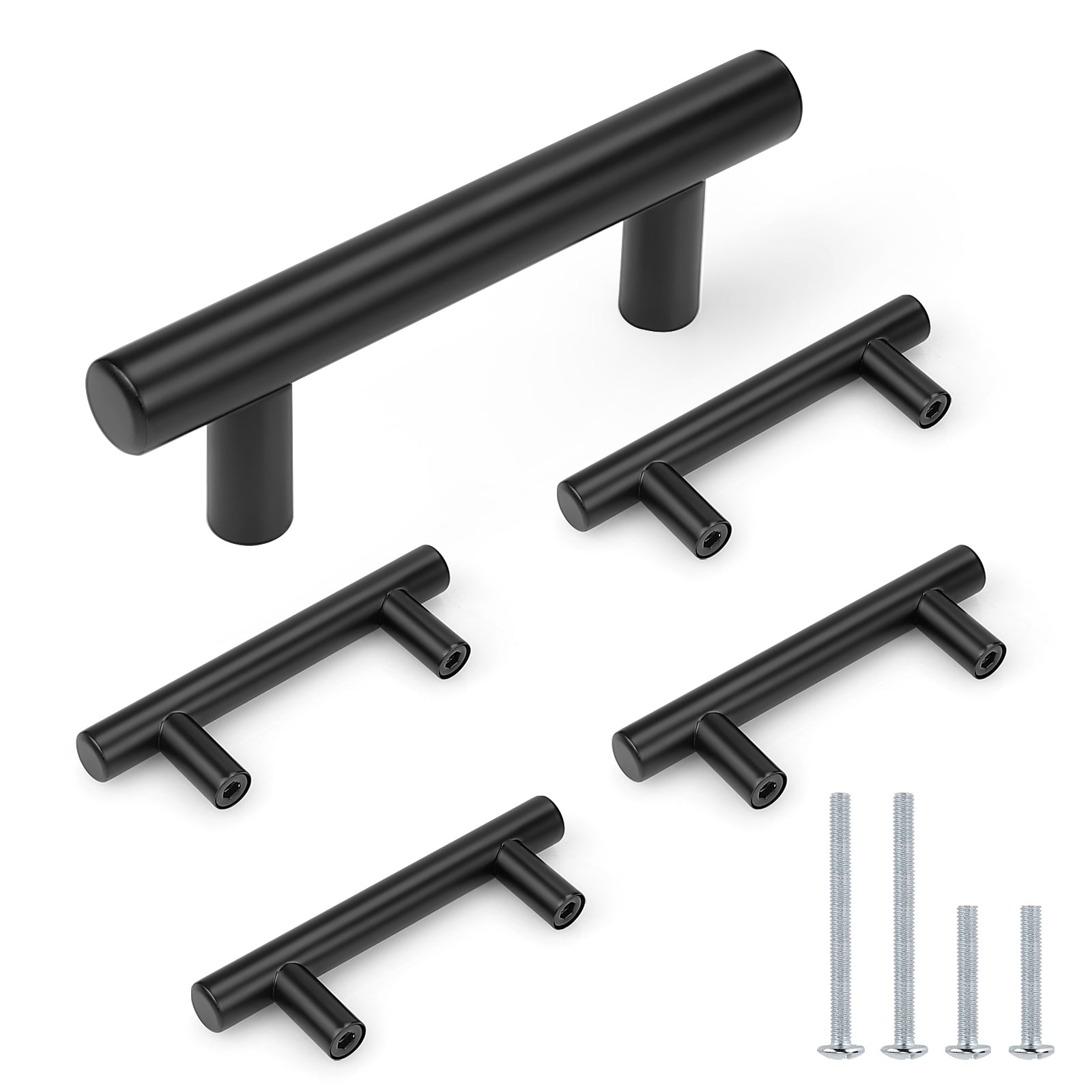 Probrico(5 Pack) 2-1/2 inch Center-to-Center Black Bar Cabinet Pull Modern Cabinet Hardware Kitchen Cabinet T Bar Handle Dresser Knobs Set - Probrico