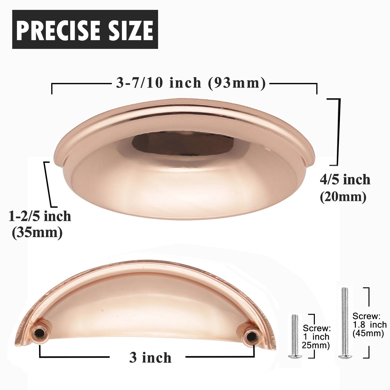 3" 76mm Hole Centers Cup/Bin Pulls Multipack PD82981SF, Rose Gold Finish Hardware - Probrico