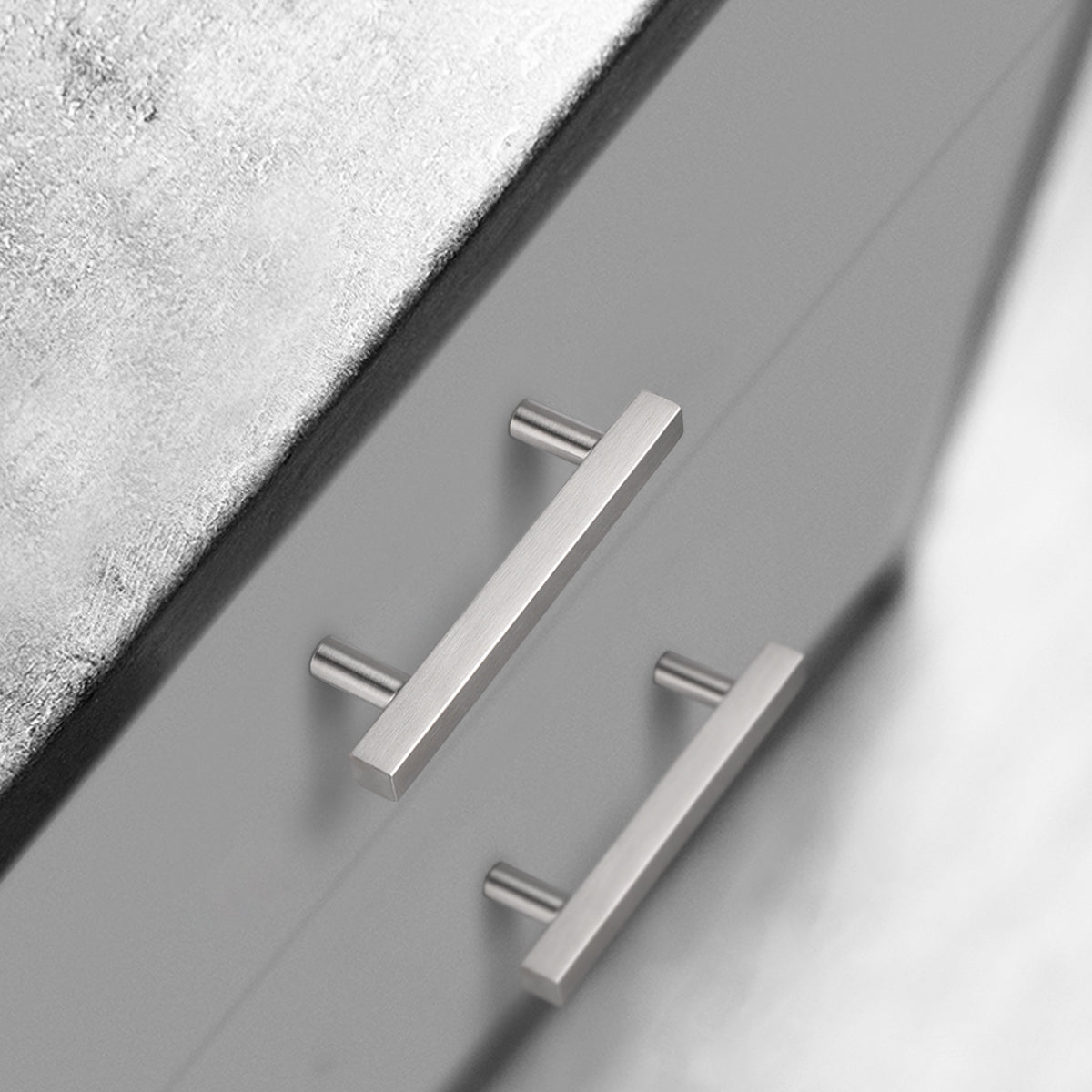 Stainless Steel Cabinet Pulls 2"-10" Hole Centers Square T Bar Handles and Knobs - Probrico