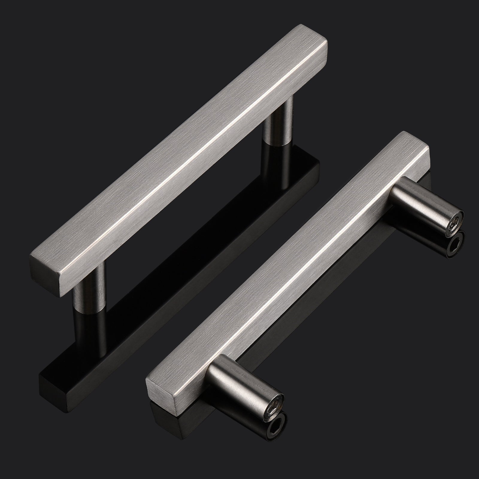 Stainless Steel Cabinet Pulls 2"-10" Hole Centers Square T Bar Handles and Knobs