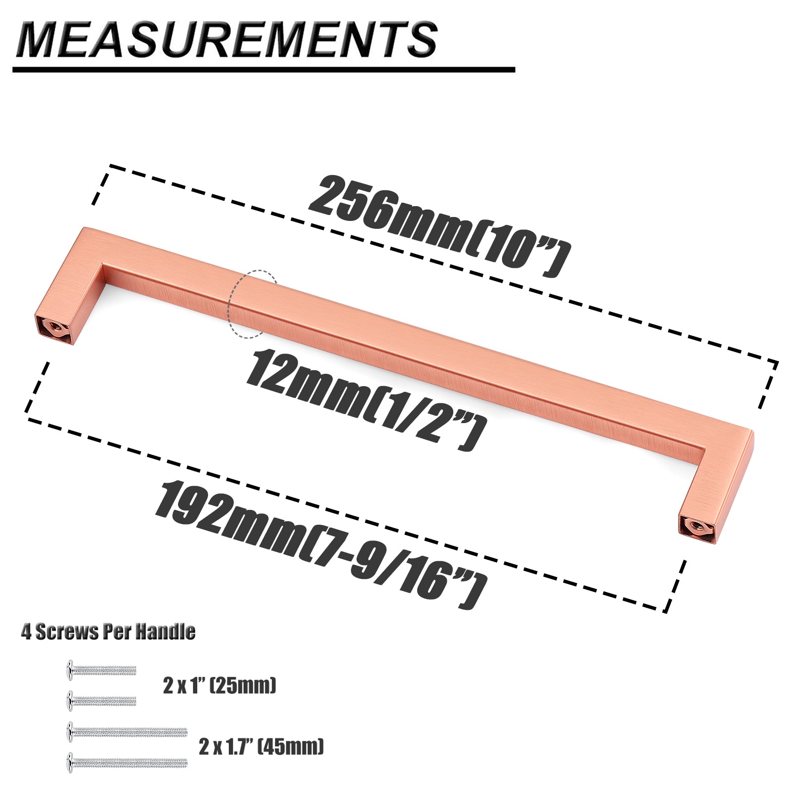 Stainless Steel Square Cabinet Handles and Pulls Rose Gold Finish - Probrico