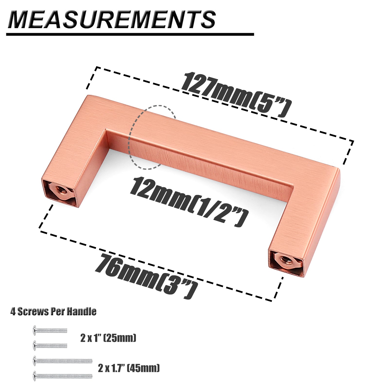 Stainless Steel Square Cabinet Handles and Pulls Rose Gold Finish - Probrico