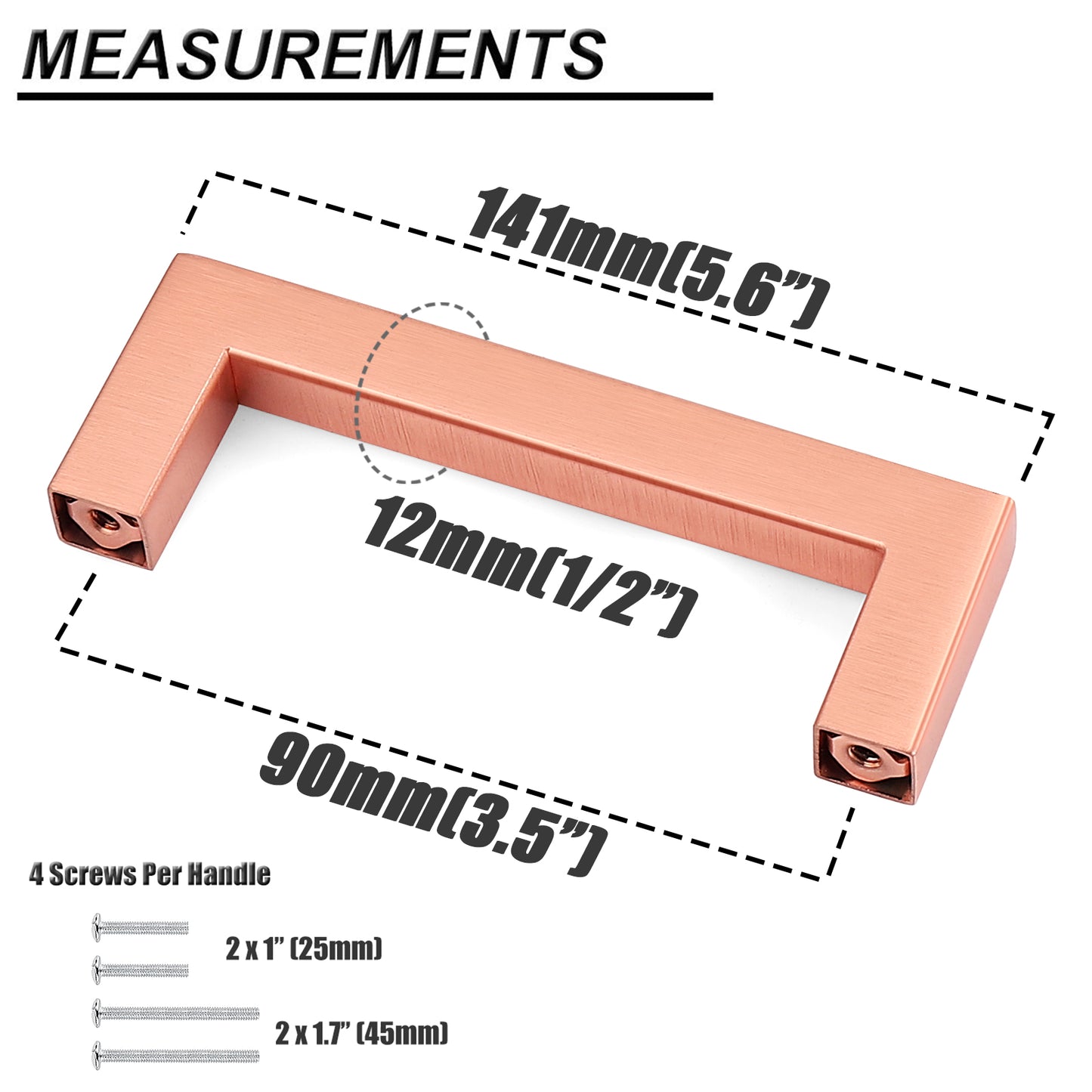 Stainless Steel Square Cabinet Handles and Pulls Rose Gold Finish - Probrico