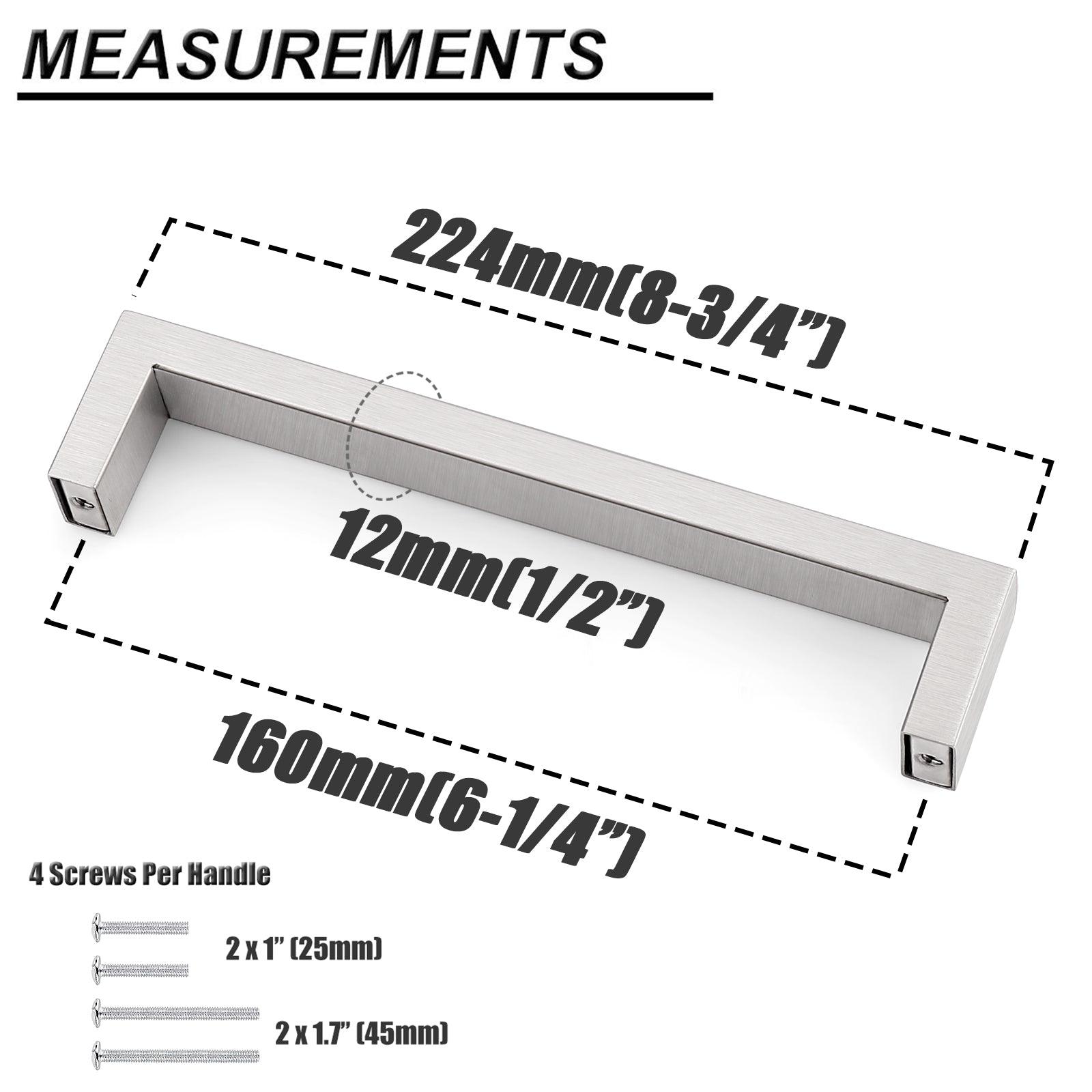 20mm Square Bar Cabinet Handles and Pulls Brushed Nickel Finish Kitchen Hardware PDDJ30HSS