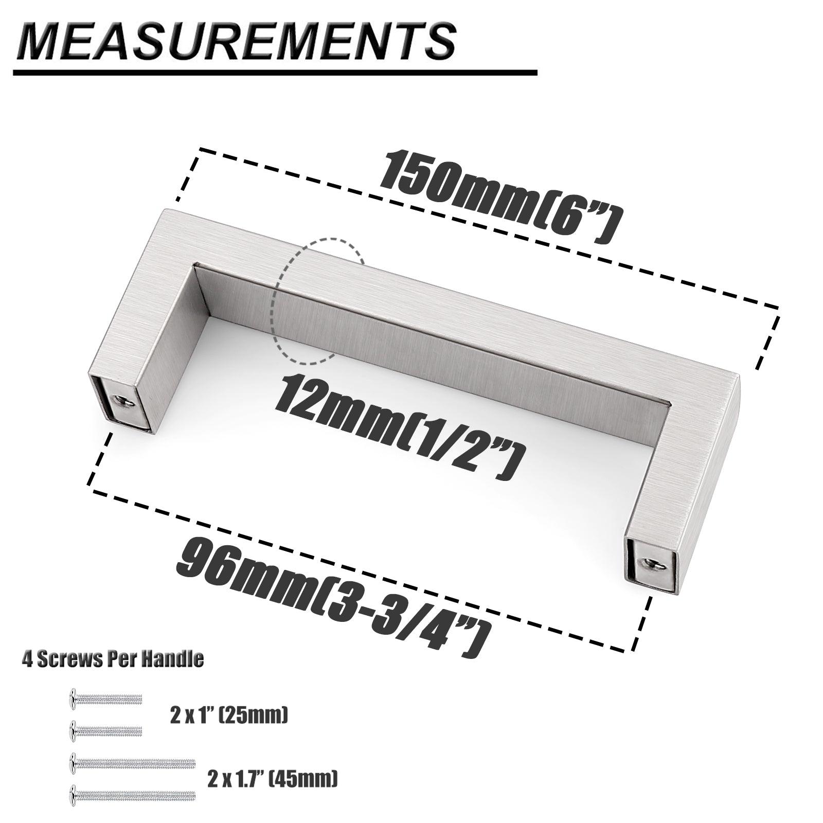 20mm Square Bar Cabinet Handles and Pulls Brushed Nickel Finish Kitchen Hardware PDDJ30HSS