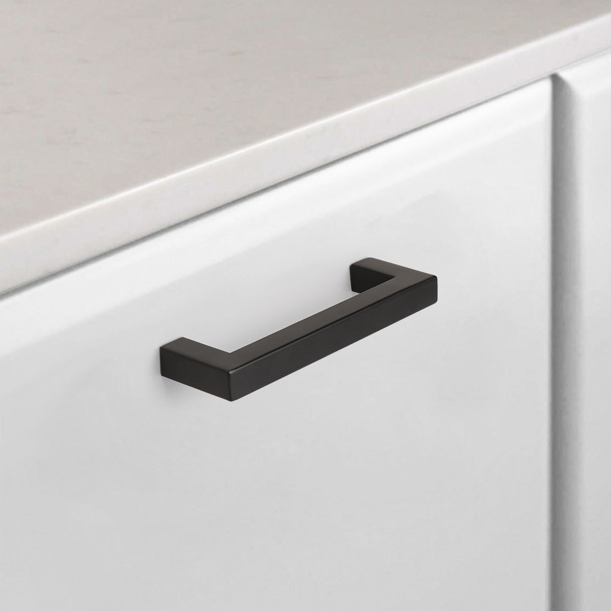 Matte Black Square Cabinet Pulls – Stainless Steel Bar Pull, 12mm Wide, Modern Style