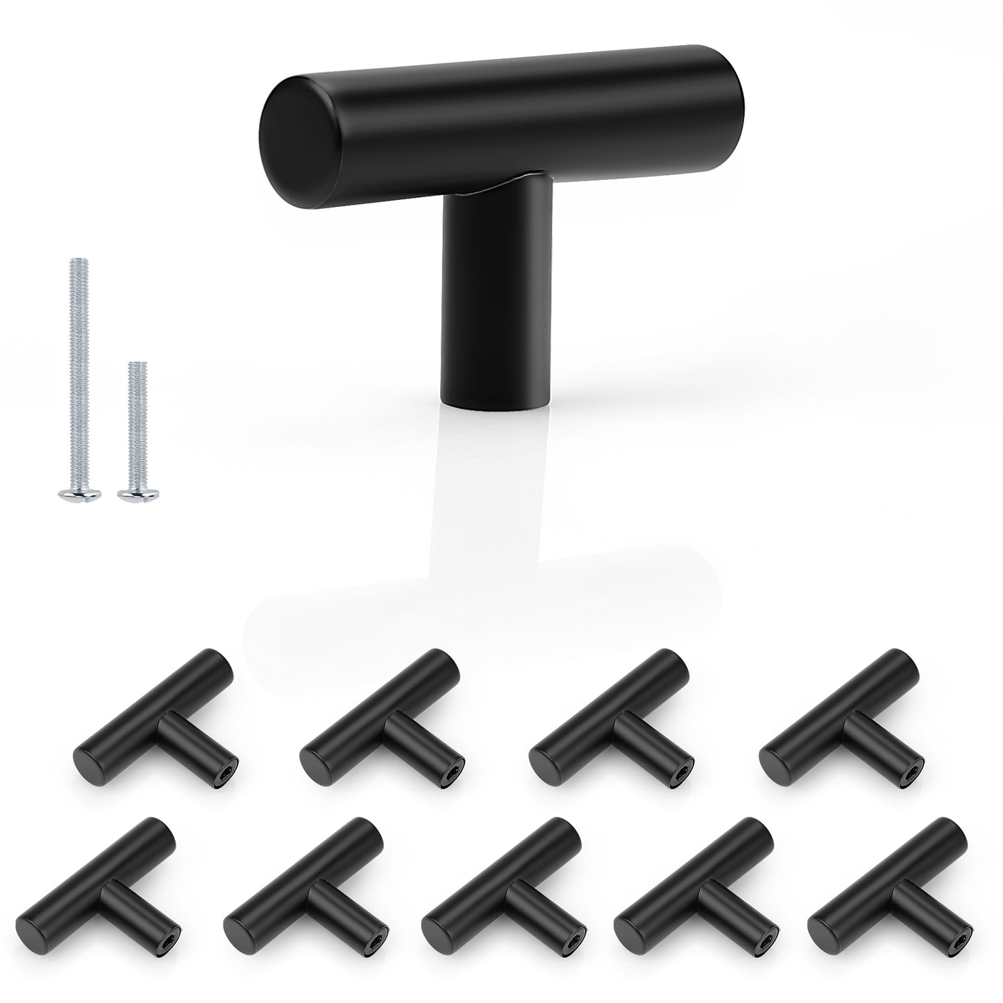 Probrico 2 Inch Flat Black Kitchen Cabinet T Bar Knobs Single Hole Modern Bedroom Dresser Pull Kitchen Cabinet Handles 10 Pack PS3383HBK - Probrico