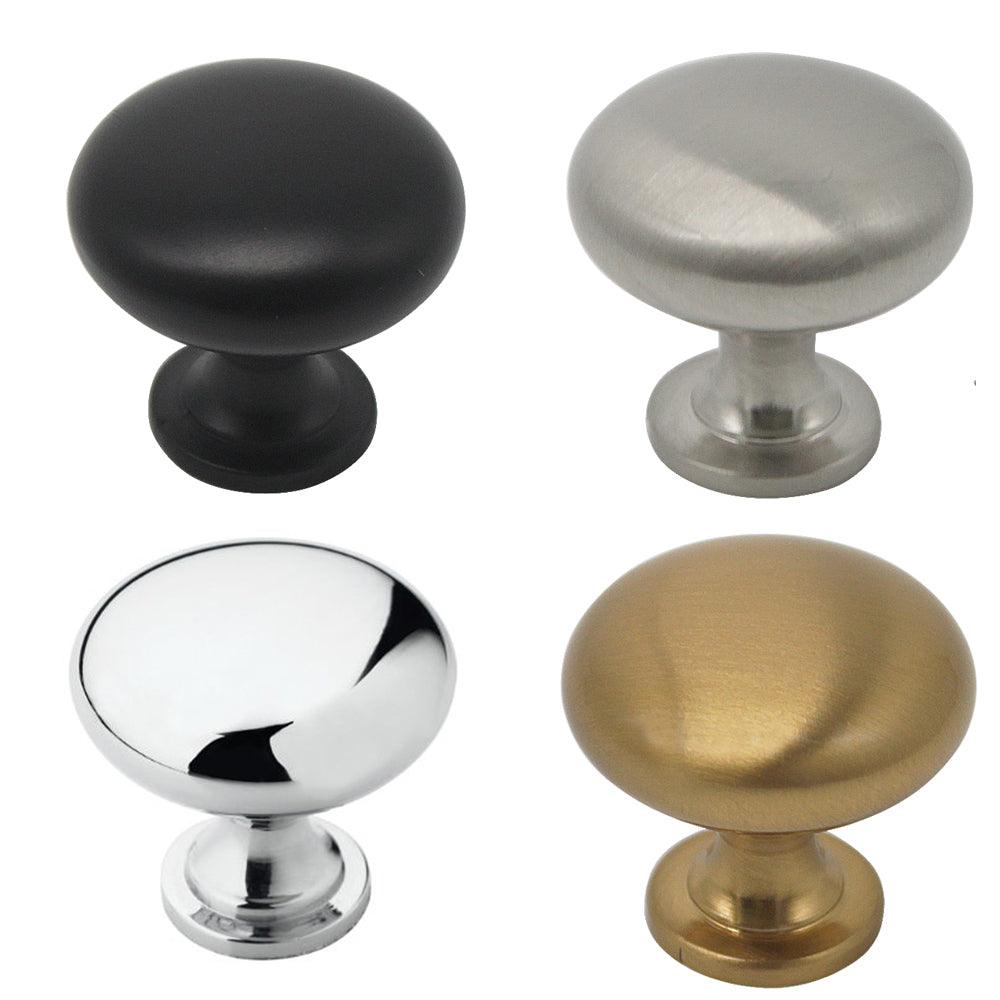 Solid Round Cabinet Knobs 1 1/5 - Champagne Brass/Black/Brushed