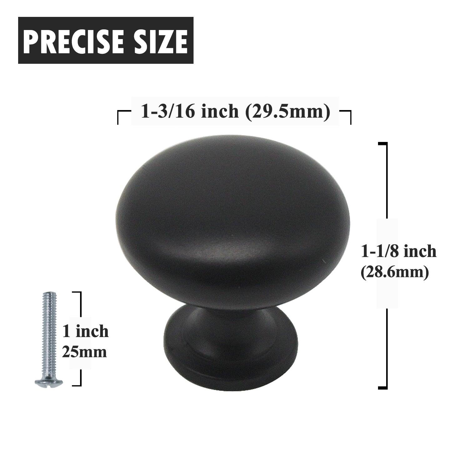 Solid Round Cabinet Knobs 1 1/5" - Champagne Brass/Black/Brushed Nickel/Polished Chrome Finish PS3910