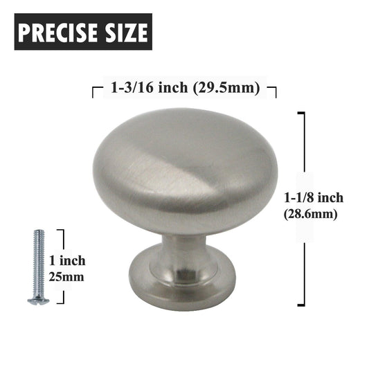 Solid Round Cabinet Knobs 1 1/5" - Champagne Brass/Black/Brushed Nickel/Polished Chrome Finish PS3910 - Probrico