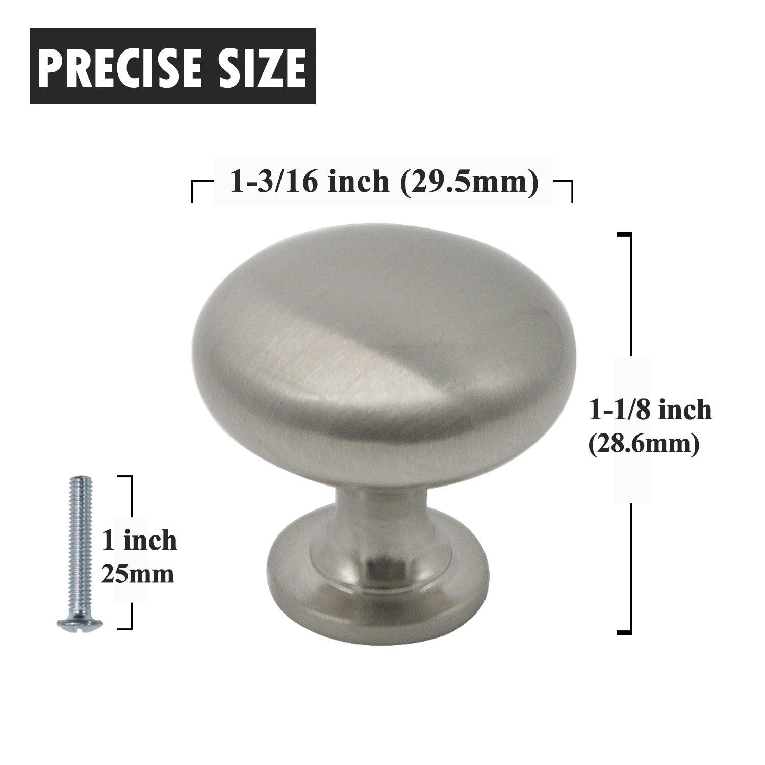Solid Round Cabinet Knobs 1 1/5" - Champagne Brass/Black/Brushed Nickel/Polished Chrome Finish PS3910