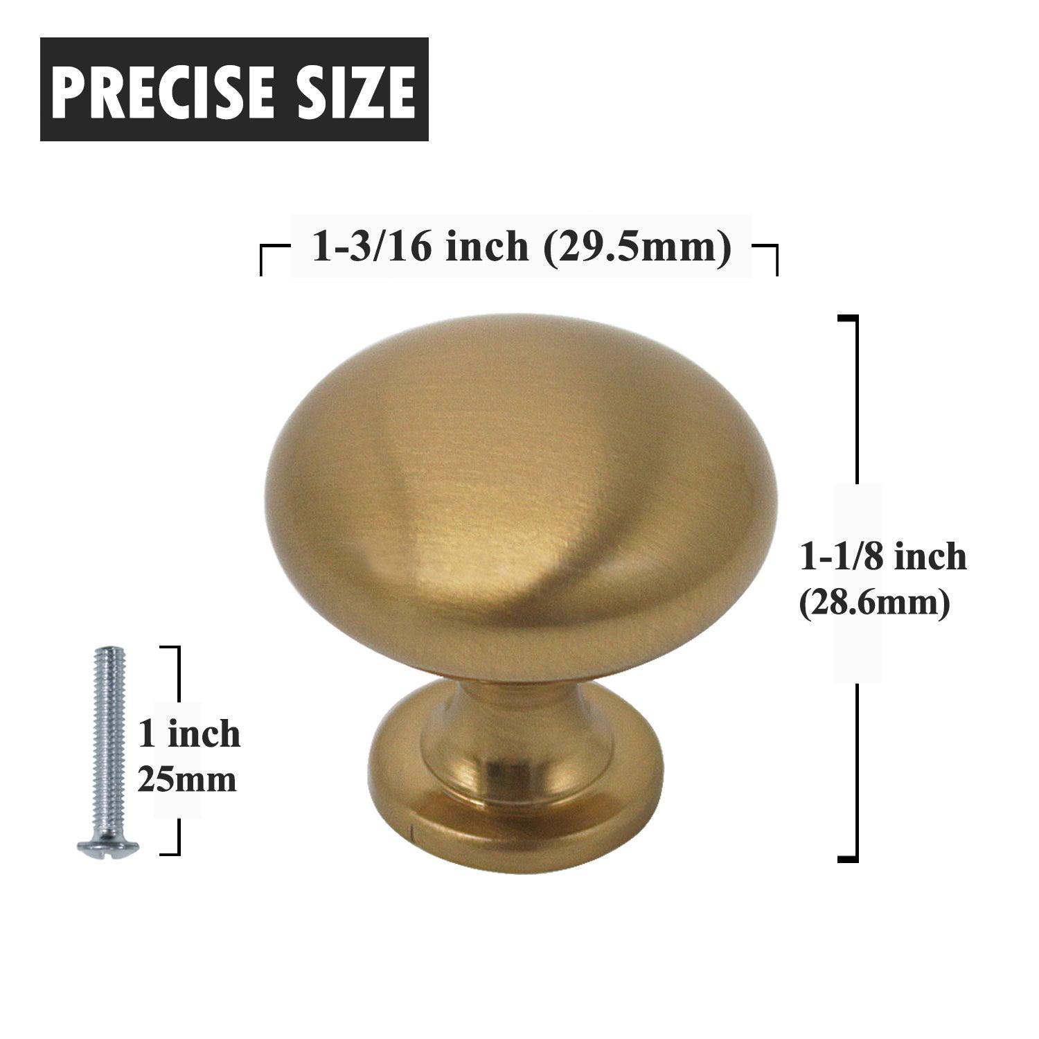 Solid Round Cabinet Knobs 1 1/5" - Champagne Brass/Black/Brushed Nickel/Polished Chrome Finish PS3910