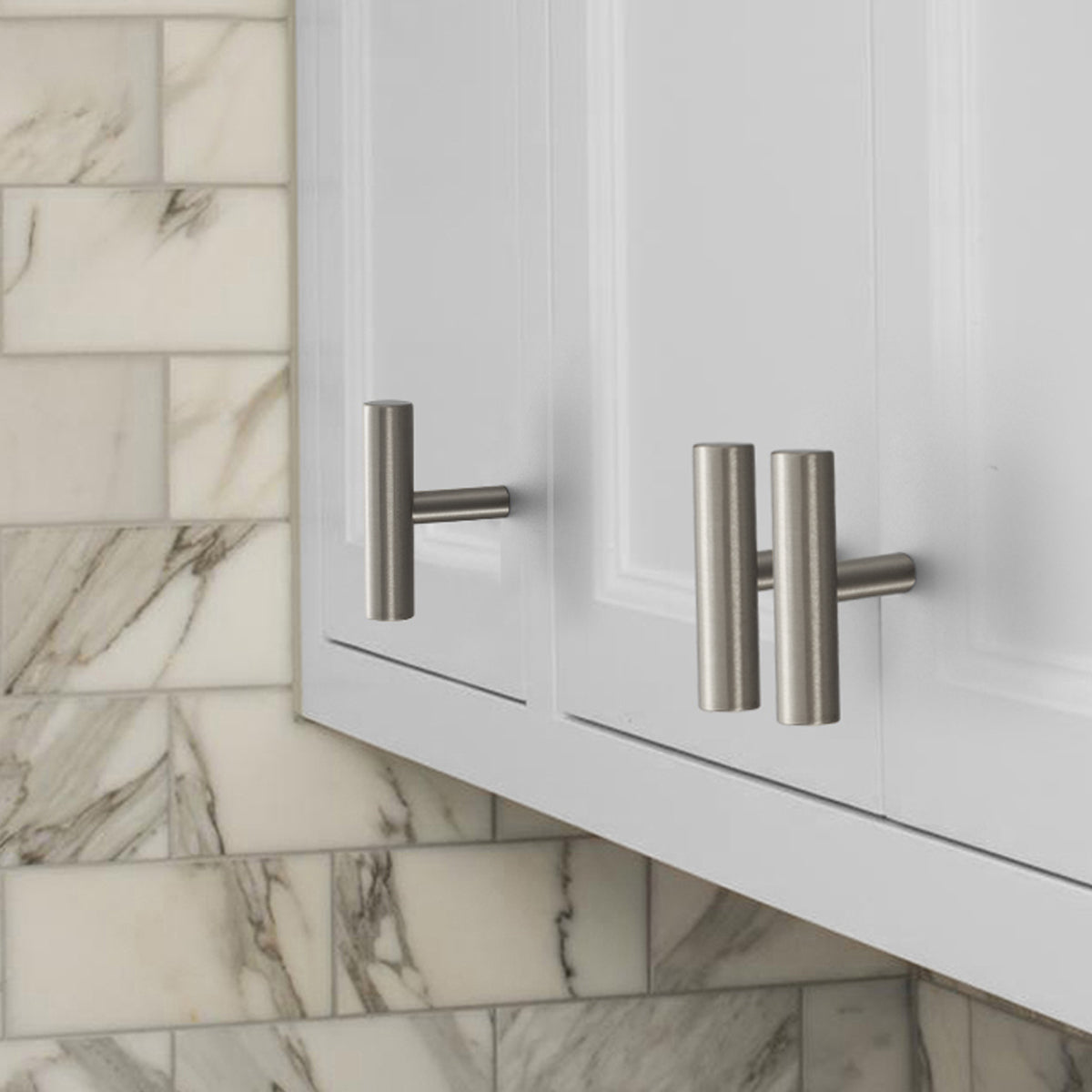 Probrico Brushed Nickel Finish One Hole Kitchen Cabinet Handles Stainless Steel Pulls 30packs - Probrico