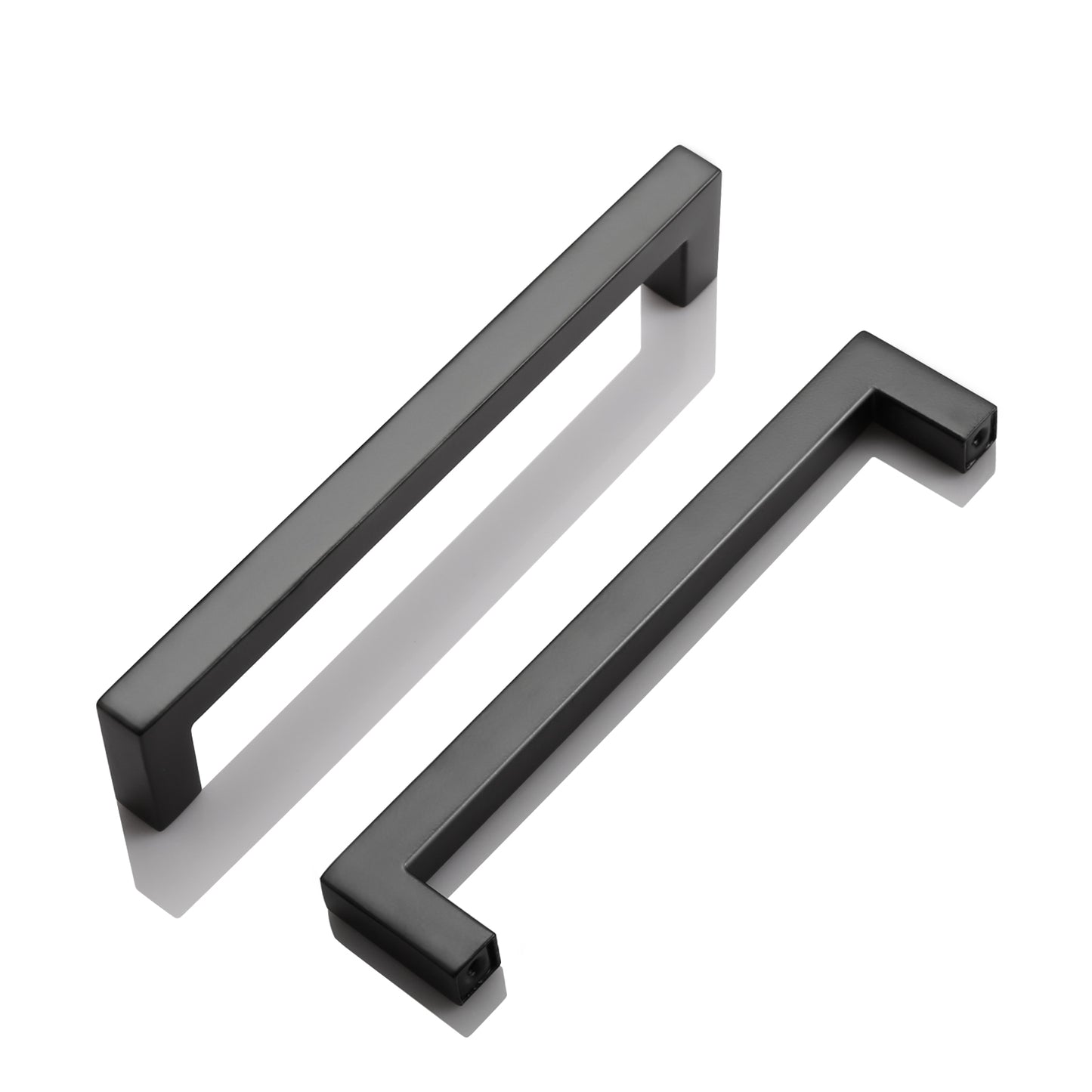 Black Cabinet Handles and Knobs Modern Square Bar Drawer Pull 2-12inch Hole Centers PDDJS12HBK - Probrico