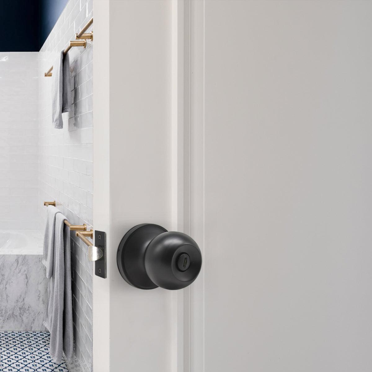 Round Ball Knobs Keyed Alike/Keyed Entry/Privacy/Passage/Dummy Door Lock Knob, Black Finish DL607BK - Probrico