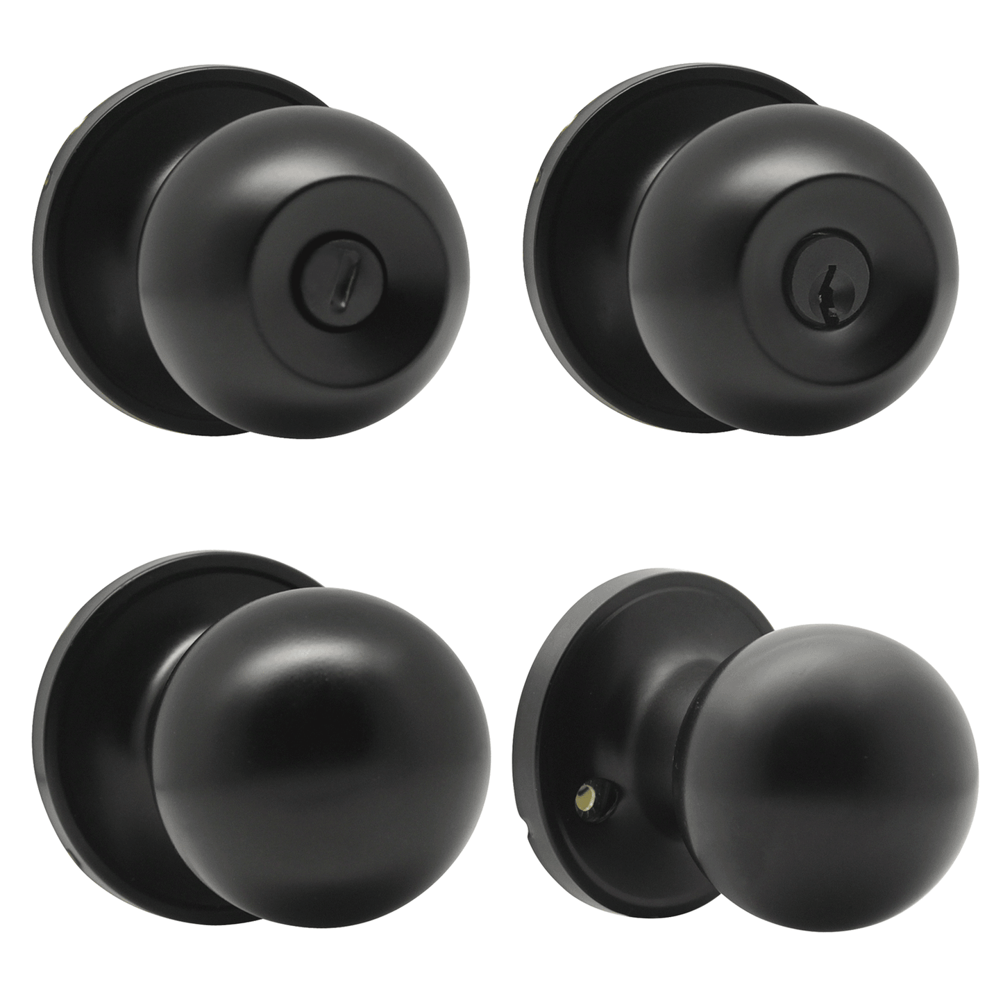 Round Ball Knobs Keyed Alike/Keyed Entry/Privacy/Passage/Dummy Door Lock Knob, Black Finish DL607BK - Probrico