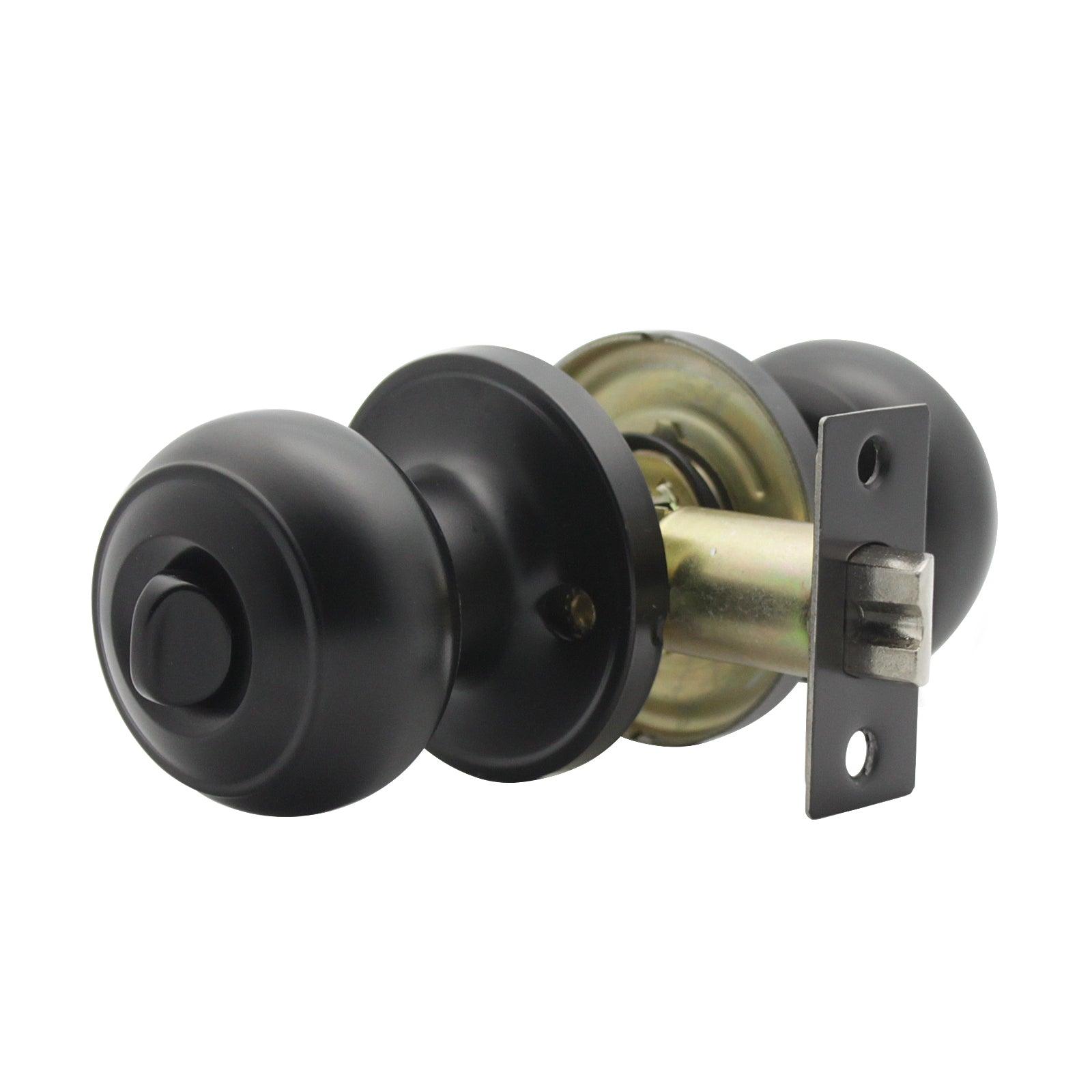 Flat Ball Knob Black Finish Privacy Door Lock Knobs DL609BKBK