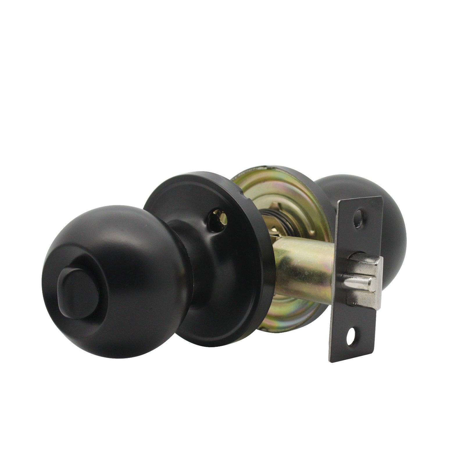Round Ball Knobs Keyed Alike/Keyed Entry/Privacy/Passage/Dummy Door Lock Knob, Black Finish DL607BK