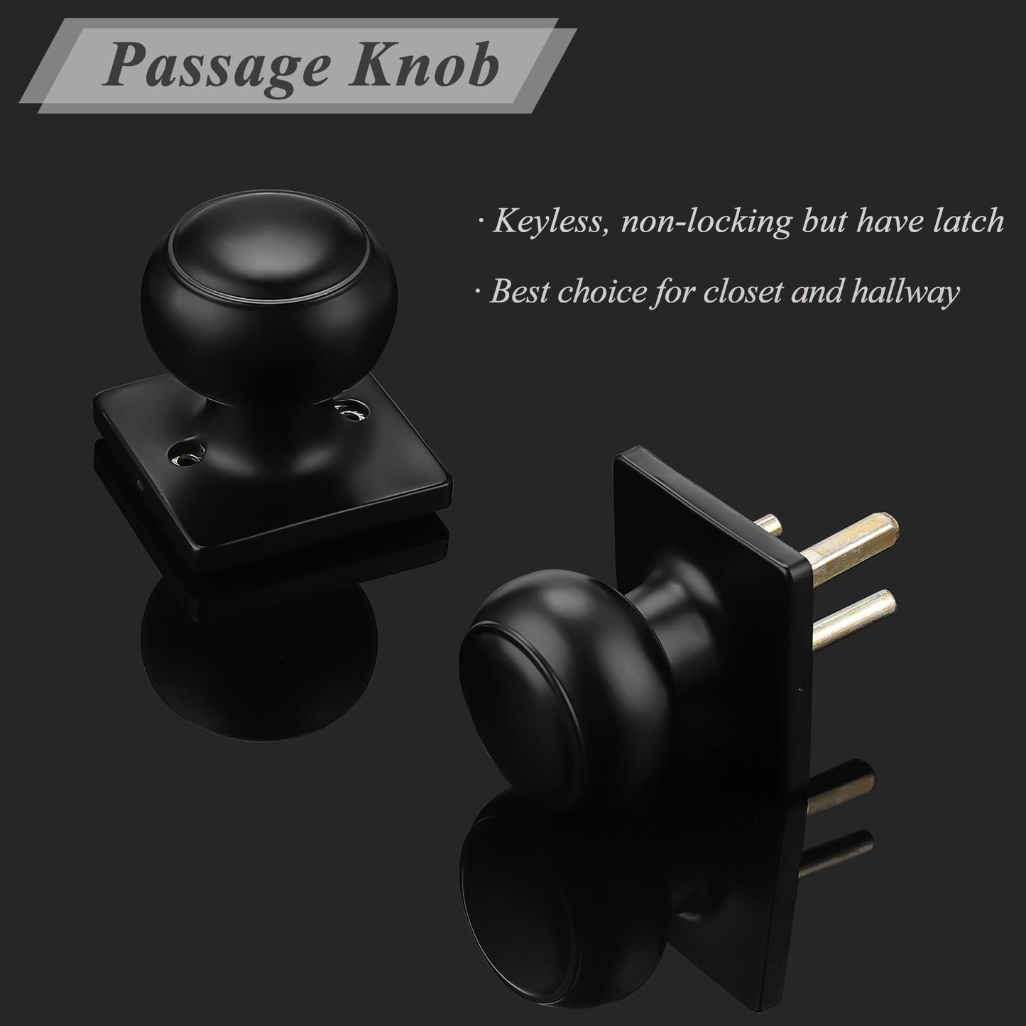 Flat Ball Knob with Square Rosette, Interior Door Knobs Privacy/Passage DLS09 - Probrico
