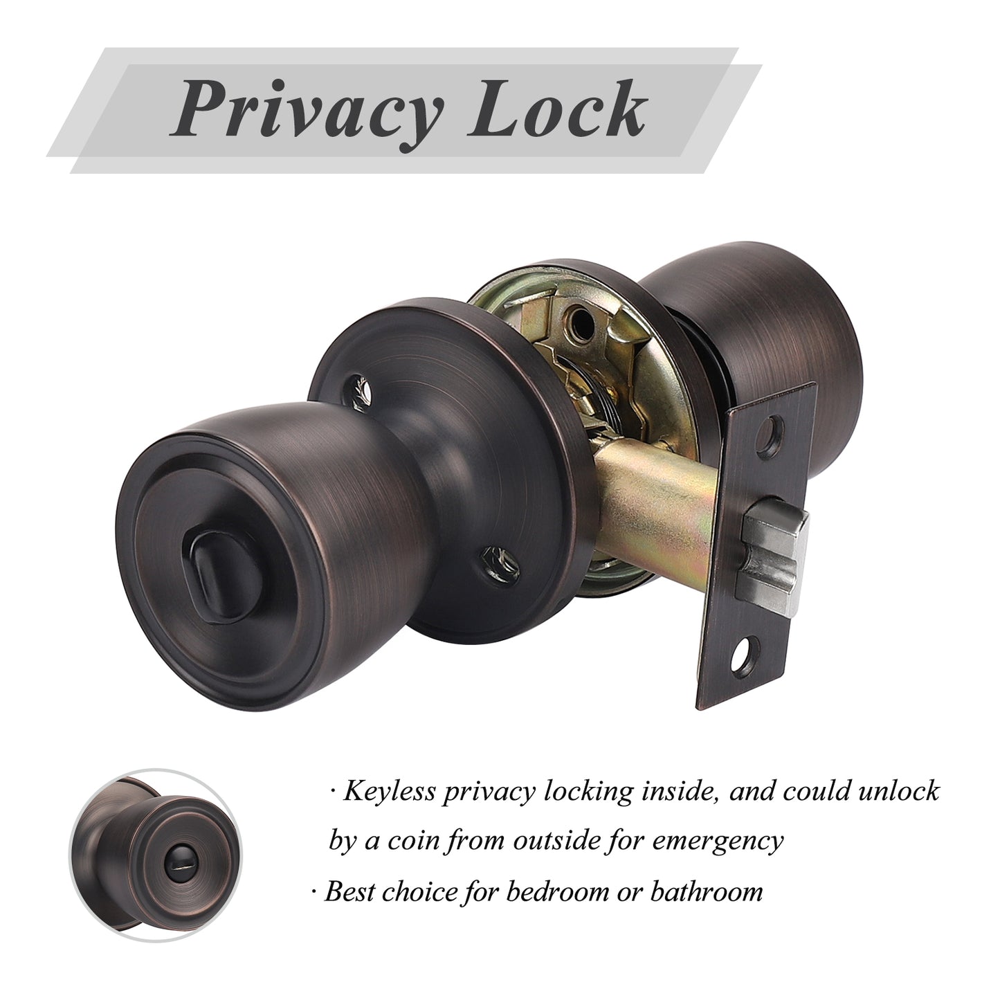 Tulip Door Knob Privacy Lock for Bedroom Bathroom, Oil Rubbed Bronze Finish DL591ORBBK - Probrico