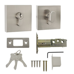 Square Single Cylinder Deadbolt Satin Nickel Keyed Entry Door Lock - Probrico