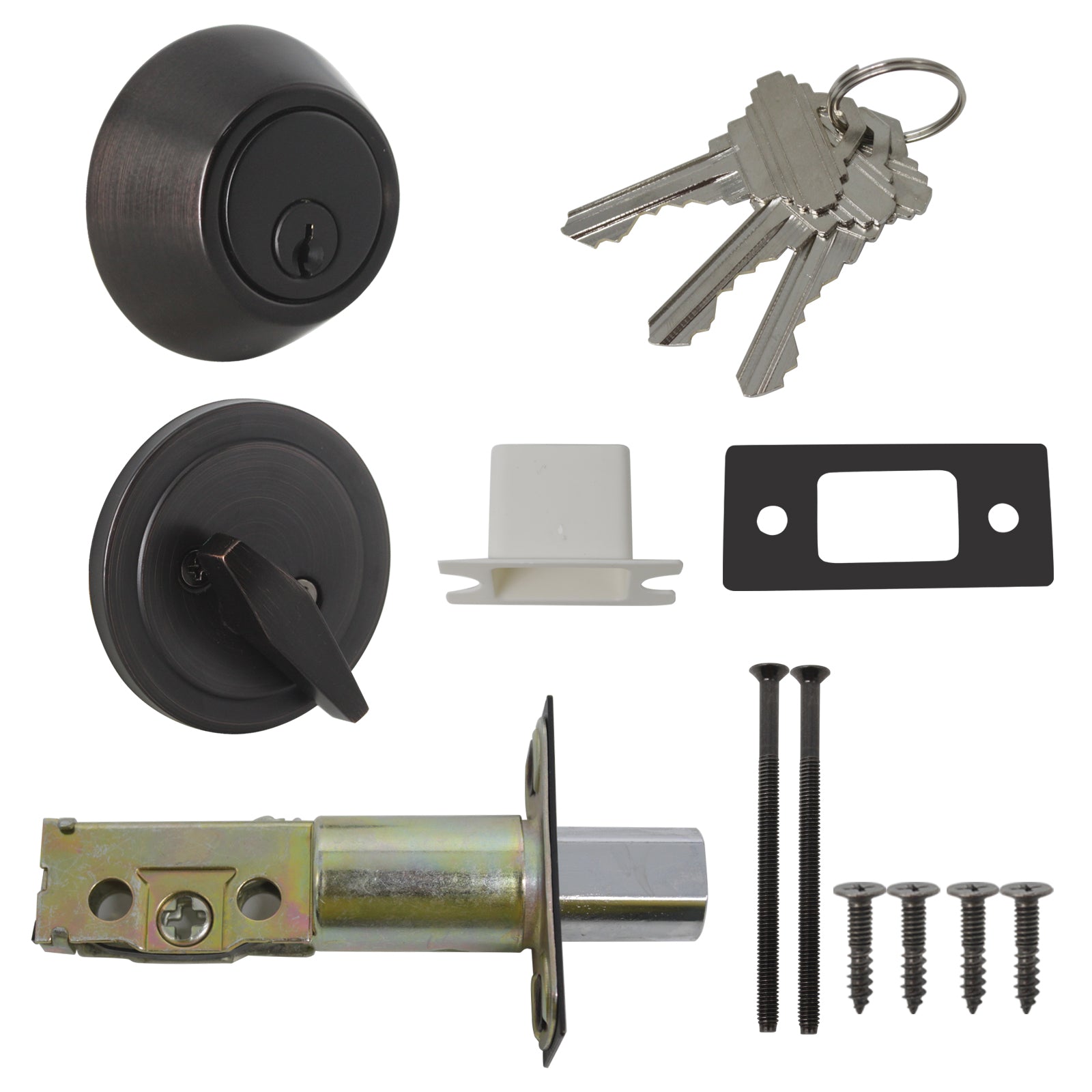 Single Cylinder Deadbolt Lock with Same Key, Oil Rubbed Bronze/Satin Nickel Keyed Door Lock DLD101 - Probrico