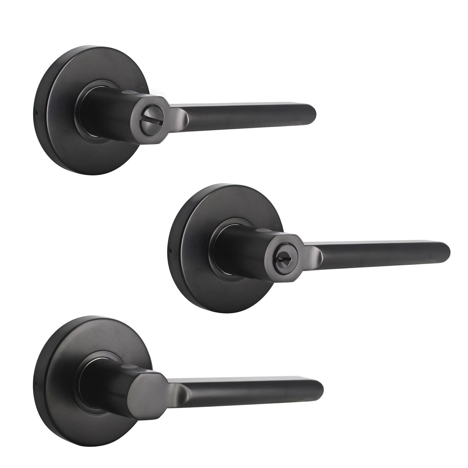 Heavy Duty Door Handles Black Finish, Straight Lever Style Door Lever, Entry Keyed Alike/Privacy Lock, Passage/Dummy HandleDL1637BK