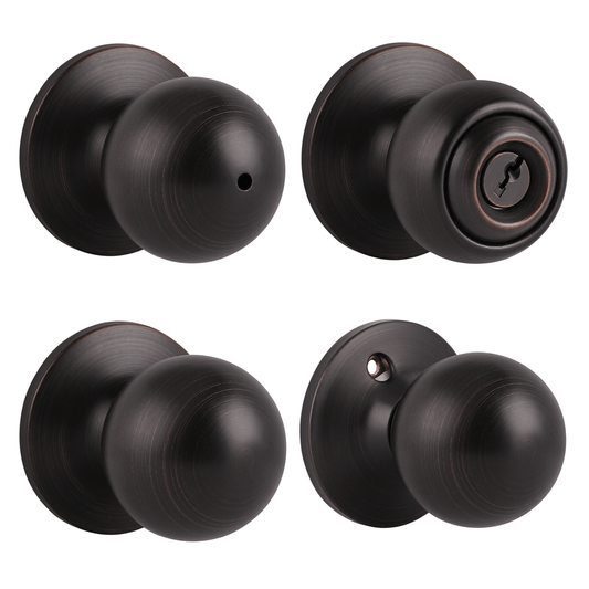 Single Connect Rod Round Ball Knobs Entry Lock /Privacy/Passage/Dummy Knob, Oil Rubbed Bronze Finish DL5763ORB - Probrico