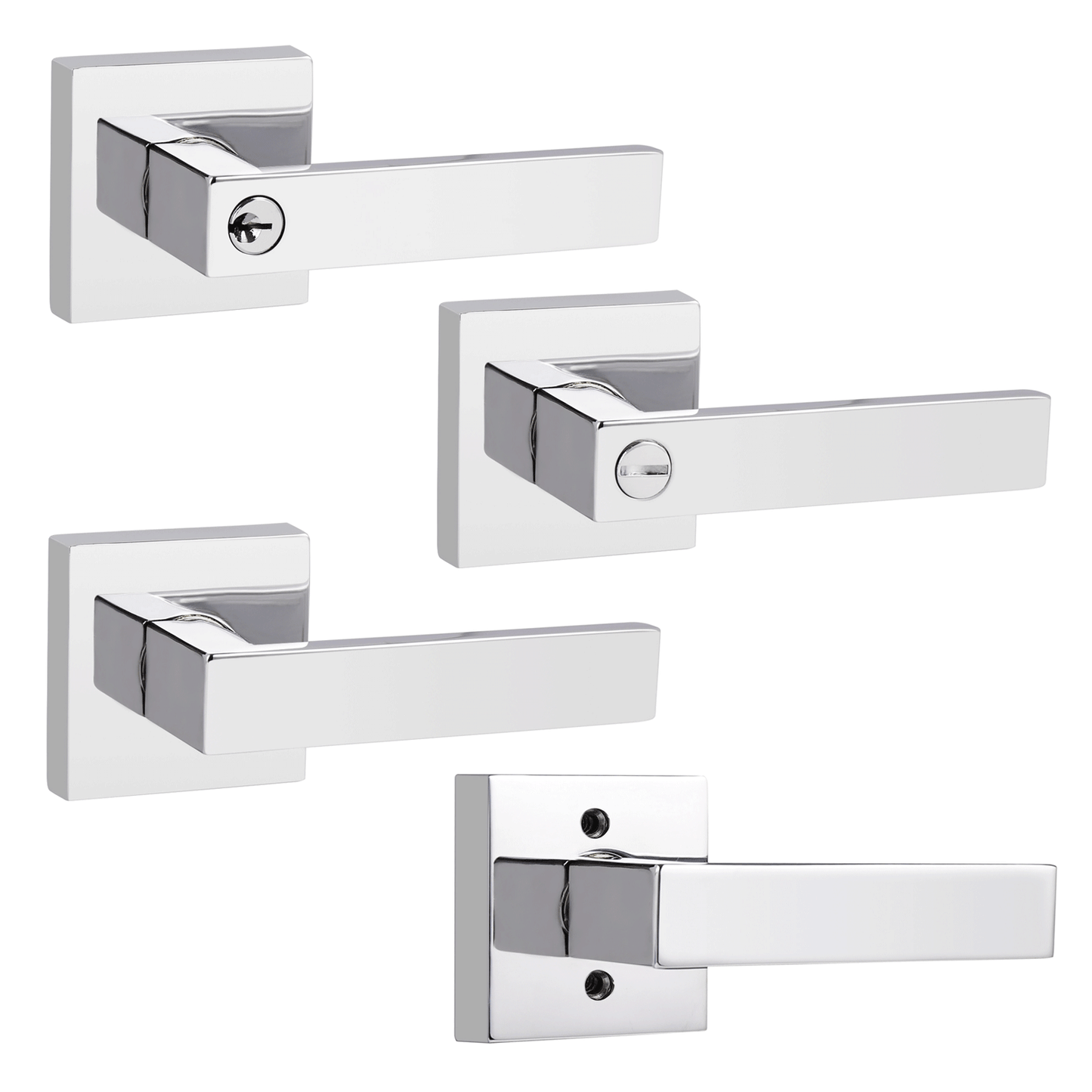 Heavy Duty Door Handles with Square Design Polished Chrome Finish DL01PC - Probrico