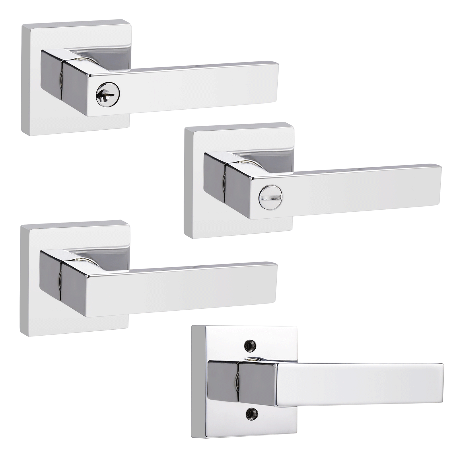 Heavy Duty Door Handles with Square Design Polished Chrome Finish DL01PC