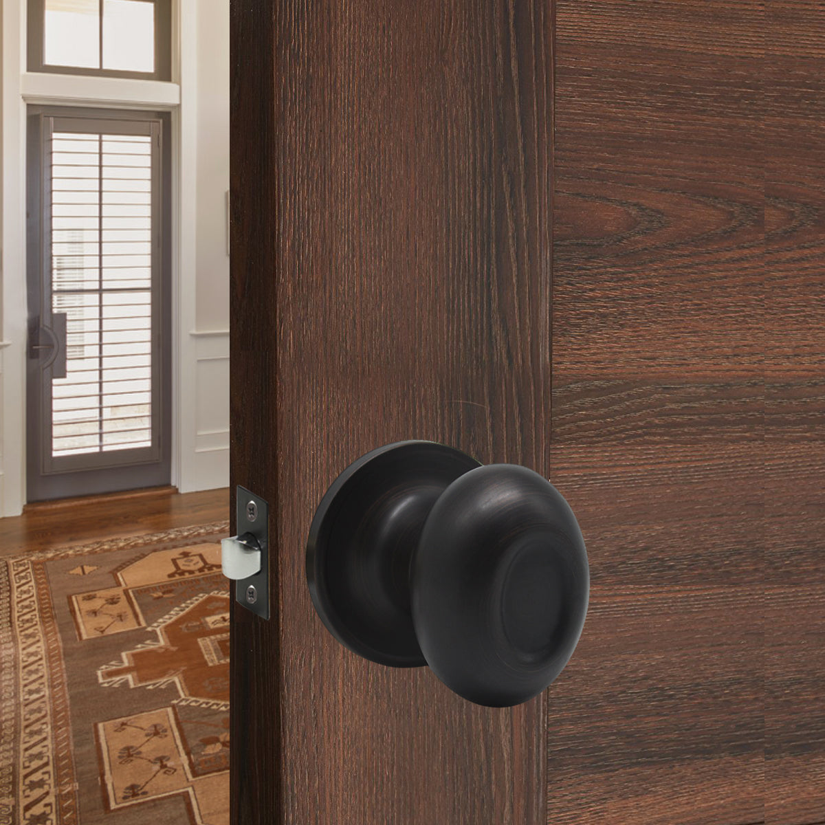 Closet and Hall Passage Door Lock Knob, Oil Rubbed Bronze Finish, Egg Ball Style - Probrico