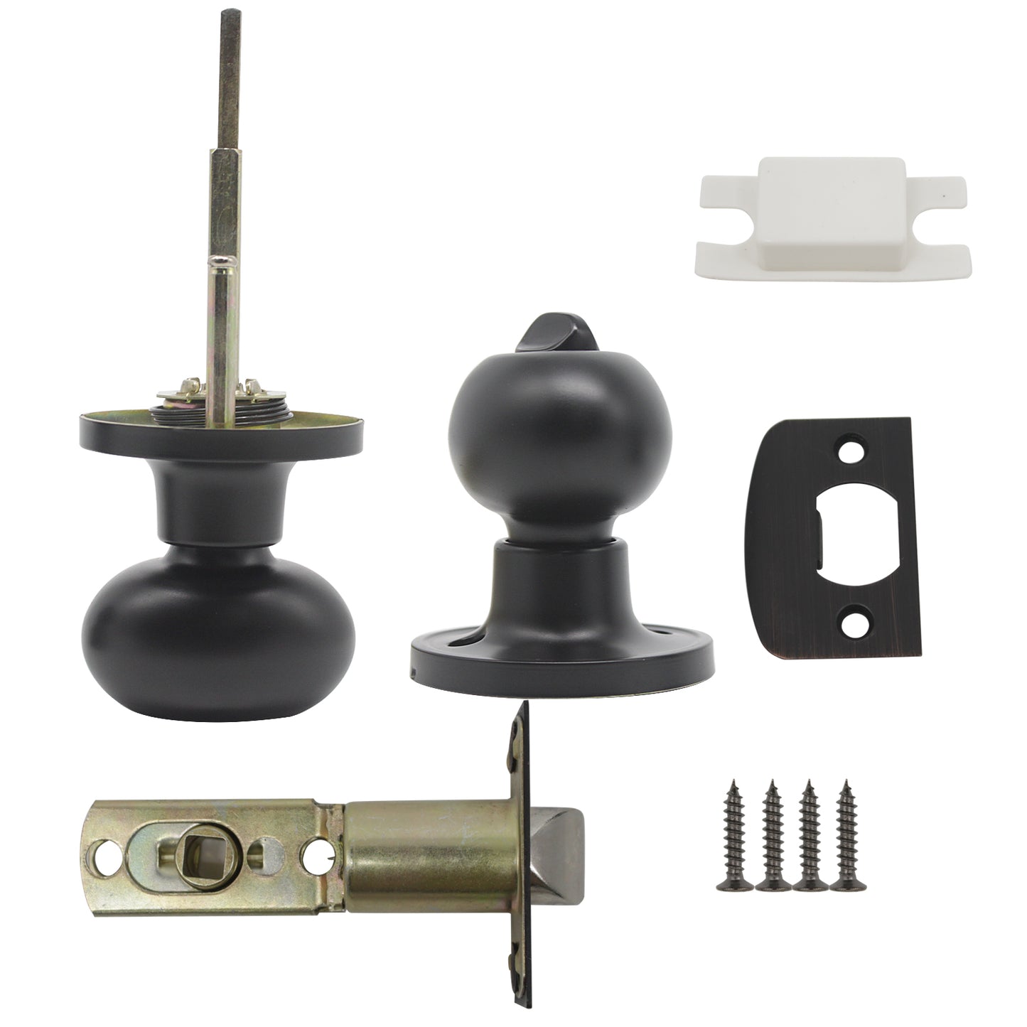 Bedroom and Bathroom Privacy Door Knob Lock Black Finish, Egg Ball Style - Probrico