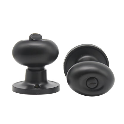 Bedroom and Bathroom Privacy Door Knob Lock Black Finish, Egg Ball Style - Probrico