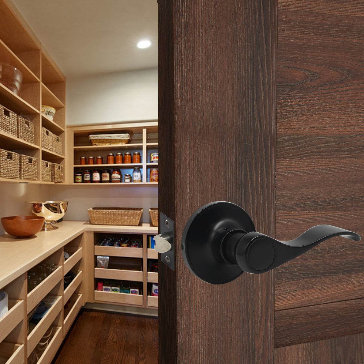 Closet, Hall and Passage Door Lever, Black Passage Door Handles - Probrico