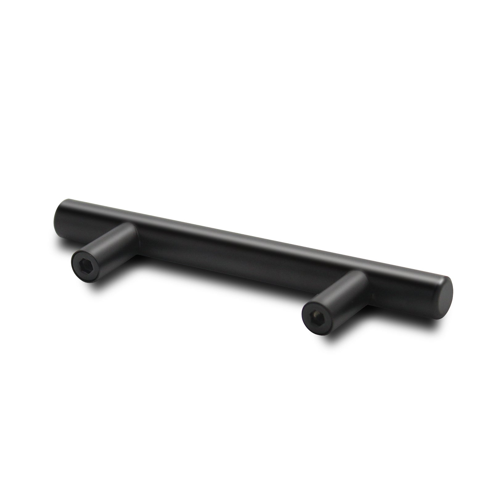 Black Cabinet Handles 3inch 76mm Hole Centers Modern Euro T Bar Pulls 5inch 127mm Length PD3383HBK76
