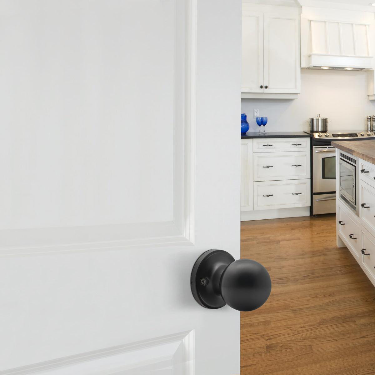 Round Ball Knobs Keyed Alike/Keyed Entry/Privacy/Passage/Dummy Door Lock Knob, Black Finish DL607BK