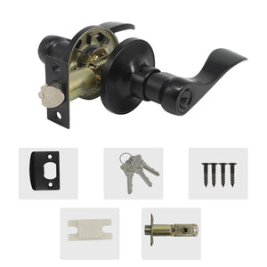 Keyed Alike Door Lever Black Finish, Entry Door Locks with Same Key - Probrico