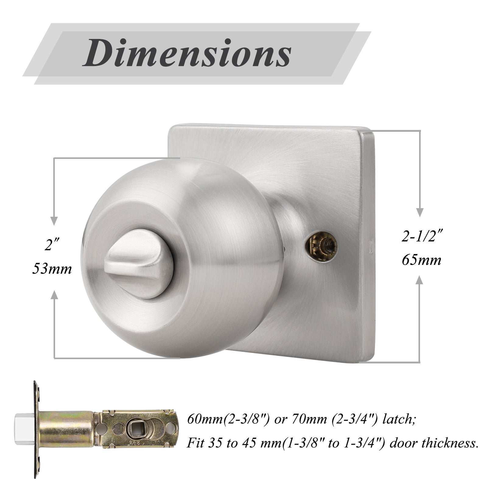 Round Ball Knob with Square Rosette, Interior Door Knobs Privacy/Passage DLS07 - Probrico