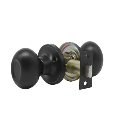 Closet and Hallway Passage Door Knob Lock Black Finish, Egg Ball Style DL692BKPS - Probrico