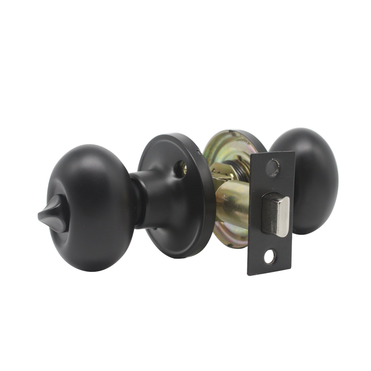 Bedroom and Bathroom Privacy Door Knob Lock Black Finish, Egg Ball Style - Probrico